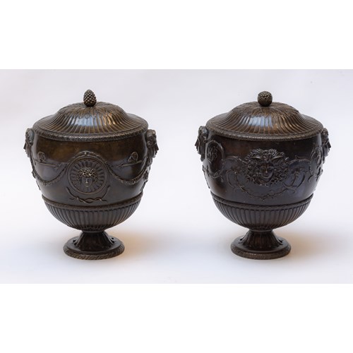 A pair of Italian neoclassical bronze vases